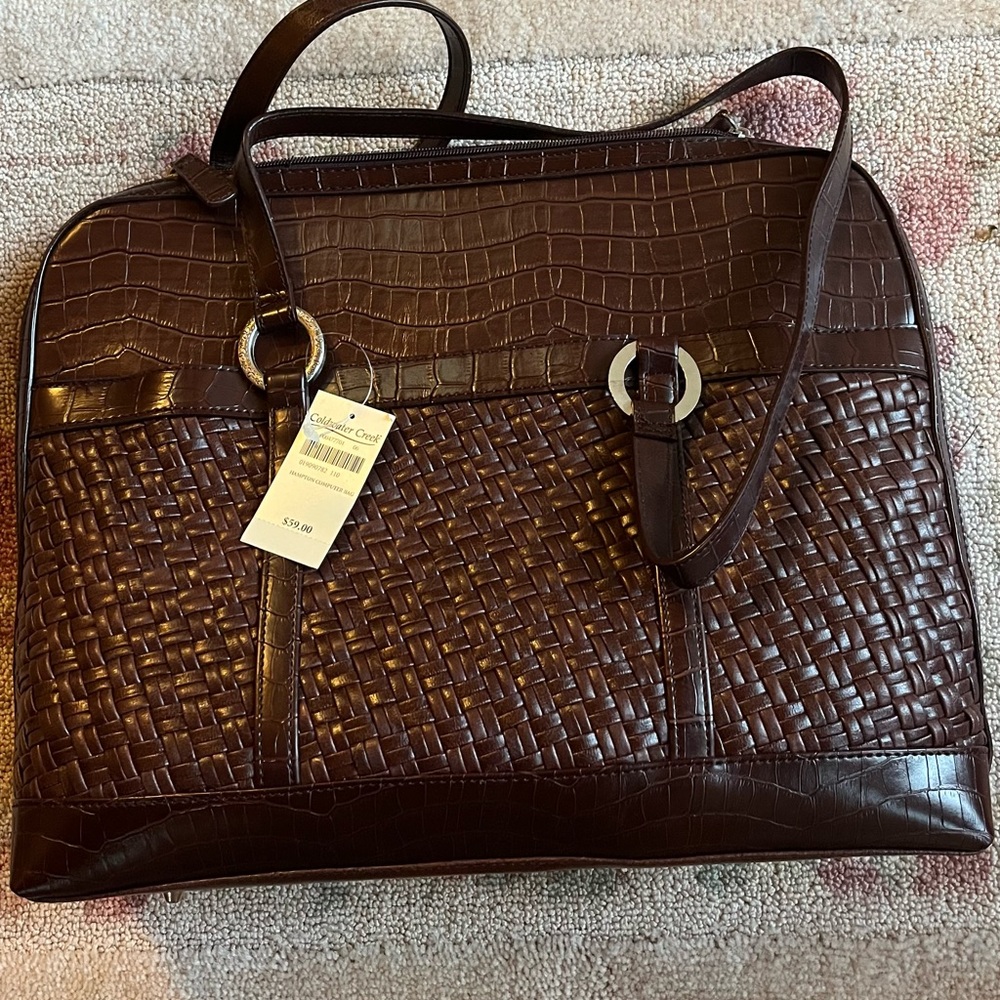 Coldwater Creek Dark Brown Embossed Tote